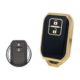 TPU Key Cover Case Protector For Suzuki Swift Smart Key Remote 2 Button BLACK GOLD Color
