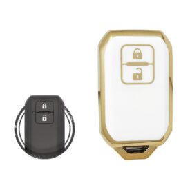 TPU Key Cover Case For Suzuki Swift Smart Key Remote 2 Button WHITE GOLD Color