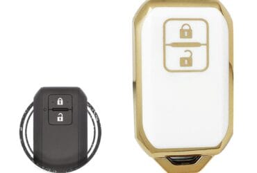 TPU Key Cover Case For Suzuki Swift Smart Key Remote 2 Button WHITE GOLD Color
