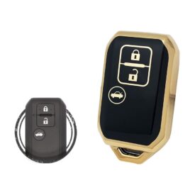 TPU Key Cover Case Protector For Suzuki Swift Smart Key Remote 3 Button BLACK GOLD Color