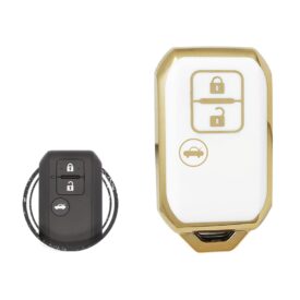 TPU Key Cover Case For Suzuki Swift Smart Key Remote 3 Button WHITE GOLD Color