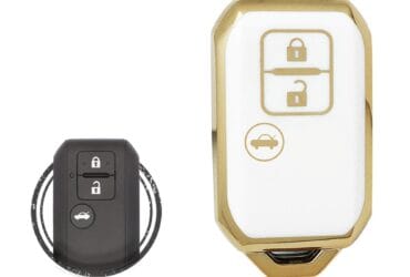 TPU Key Cover Case For Suzuki Swift Smart Key Remote 3 Button WHITE GOLD Color