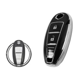 TPU Key Cover Case For Suzuki Vitara Baleno Smart Key Remote 2 Button Black Chrome Color