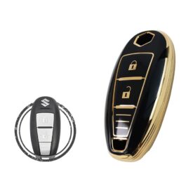 TPU Key Cover Case Protector For Suzuki Vitara Baleno Smart Key Remote 2 Button BLACK GOLD Color