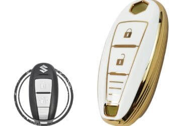 TPU Key Cover Case For Suzuki Vitara Baleno Smart Key Remote 2 Button WHITE GOLD Color