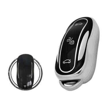 TPU Key Cover Case For Tesla 3/S/X Smart Key Remote 3 Button Black Chrome Color
