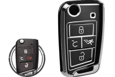Coque en TPU pour clé pliante Volkswagen VW MQB 4 boutons Couleur Chrome Noir