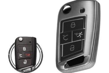 TPU Key Cover Case For Volkswagen VW MQB Flip Key Proximity Remote 4 Button BLACK Metal Color