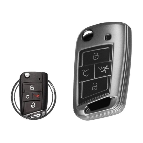 TPU Key Cover Case For Volkswagen VW MQB Flip Key Proximity Remote 4 Button BLACK Metal Color