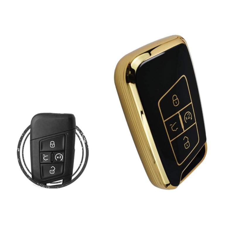 TPU Key Cover Case For Volkswagen VW MQB Passat B8 Smart Key Remote 4 Button BLACK GOLD Color