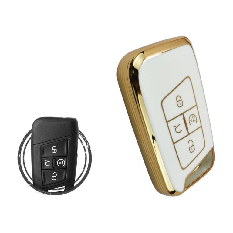 TPU Key Cover Case For Volkswagen VW MQB Passat B8 Smart Key Remote 4 Button WHITE GOLD Color