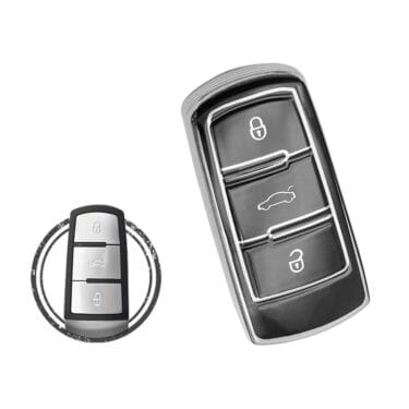 TPU Key Cover Case For Volkswagen VW Passat Smart Key Remote 3 Button Black Chrome Color