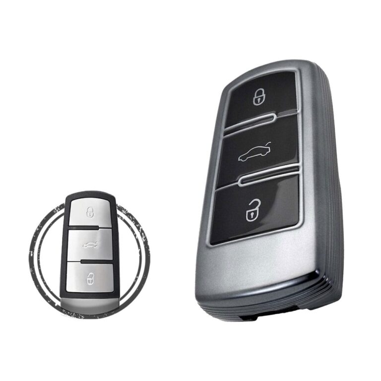 TPU Key Cover Case For Volkswagen VW Passat Smart Key Remote 3 Button BLACK Metal Color