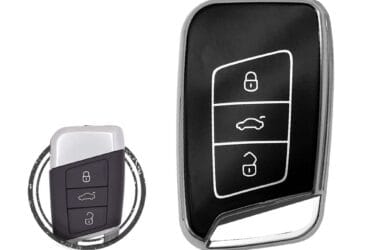 Coque en TPU pour clé intelligente Volkswagen VW GOLF MK7 Passat B8 3 boutons Chrome Noir