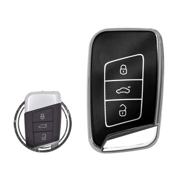 TPU Key Cover Case For Volkswagen VW GOLF MK7 / Passat B8 Smart Key Remote 3 Button Black Chrome Color