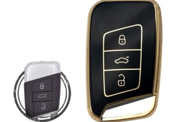 TPU Key Cover Case For Volkswagen VW GOLF MK7 / Passat B8 Smart Key Remote 3 Button BLACK GOLD Color