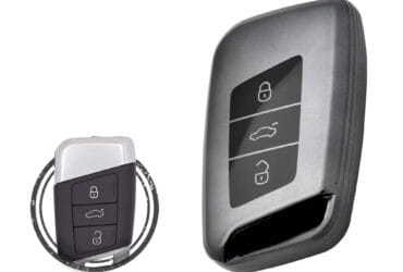 Coque en TPU pour clé intelligente Volkswagen VW GOLF MK7 Passat B8 3 boutons Couleur métal noir