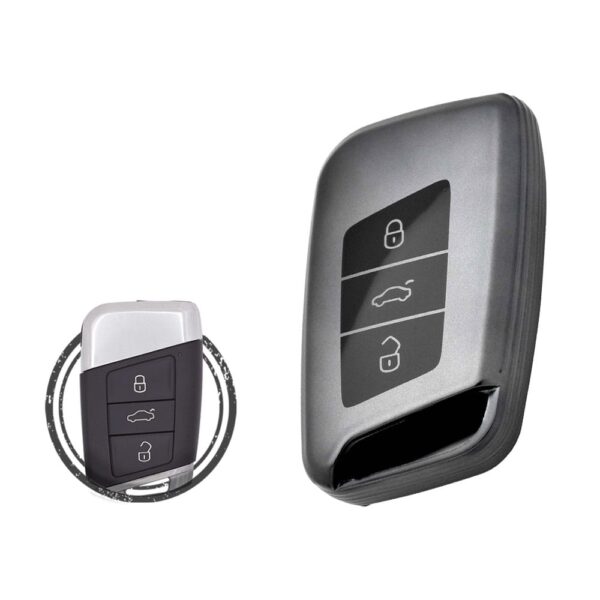 TPU Key Cover Case For Volkswagen VW GOLF MK7 / Passat B8 Smart Key Remote 3 Button BLACK Metal Color