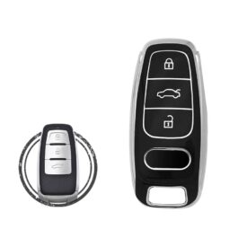 TPU Car Key Cover Case Compatible With Audi Remote Key 3 Buttons BLACK CHROME Color