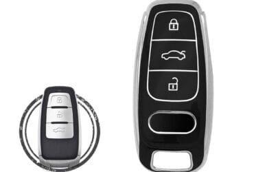 TPU Car Key Cover Case Compatible With Audi Remote Key 3 Buttons BLACK CHROME Color