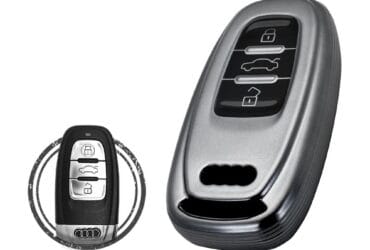 TPU Car Key Cover Case Compatible With Audi Smart Key Remote 3 Buttons BLACK Metal Color