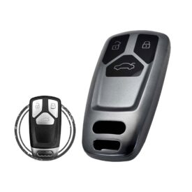 TPU Car Key Cover Case Compatible With Audi TT A4 A5 Q7 SQ7 Smart Key Remote 3 Buttons BLACK METAL Color