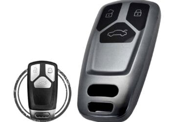 TPU Car Key Cover Case Compatible With Audi TT A4 A5 Q7 SQ7 Smart Key Remote 3 Buttons BLACK METAL Color