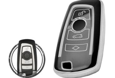 TPU Key Cover Case For BMW CAS4 Smart Key Remote 4 Button Black Chrome Color