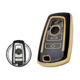 TPU Key Cover Case For BMW CAS4 Smart Key Remote 4 Button BLACK GOLD Color