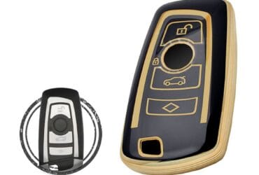 TPU Key Cover Case For BMW CAS4 Smart Key Remote 4 Button BLACK GOLD Color