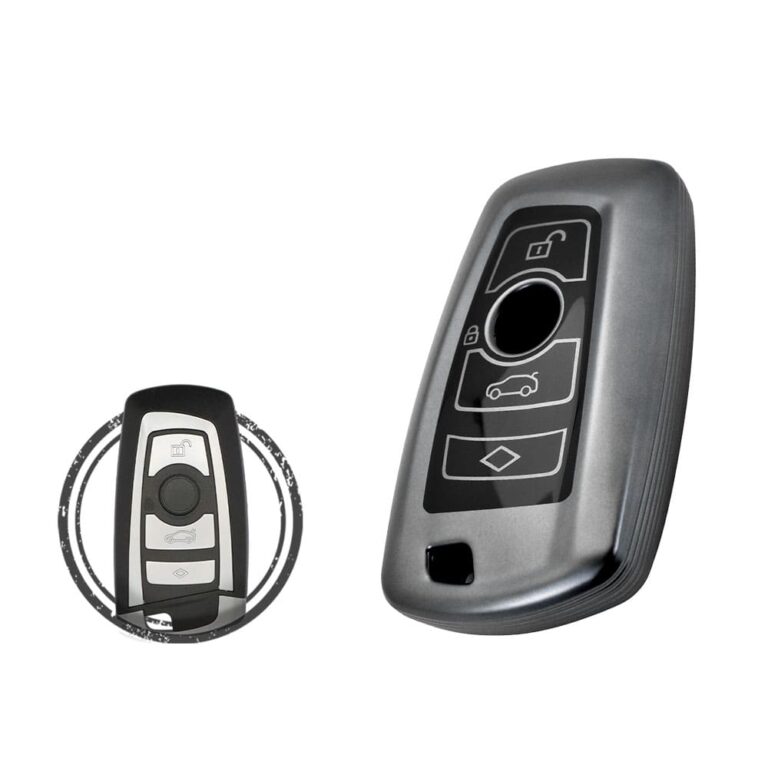 TPU Key Cover Case For BMW CAS4 Smart Key Remote 4 Button BLACK Metal Color