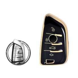 TPU Key Cover Case For BMW F-Series X5 X6 CAS4+/FEM/BDC Smart Key Remote 4 Button BLACK GOLD Color