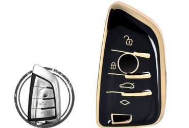 TPU Key Cover Case For BMW F-Series X5 X6 CAS4+/FEM/BDC Smart Key Remote 4 Button BLACK GOLD Color