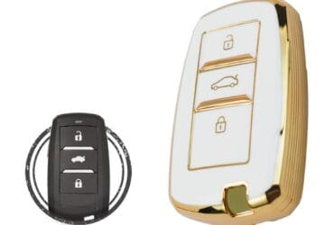 TPU Key Cover Case For Changan CS35 CS75 Smart Key Remote 3 Button WHITE GOLD Color