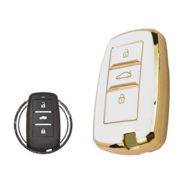 TPU Key Cover Case For Changan CS35 CS75 Smart Key Remote 3 Button WHITE GOLD Color
