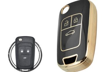 TPU Key Cover Case For Chevrolet Cruze Malibu Impala Flip Key Remote 3 Button BLACK GOLD Color