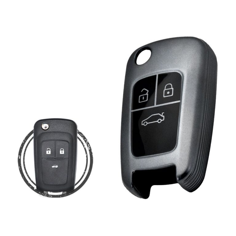 TPU Key Cover Case For Chevrolet Cruze Malibu Impala Flip Key Remote 3 Button BLACK Metal Color