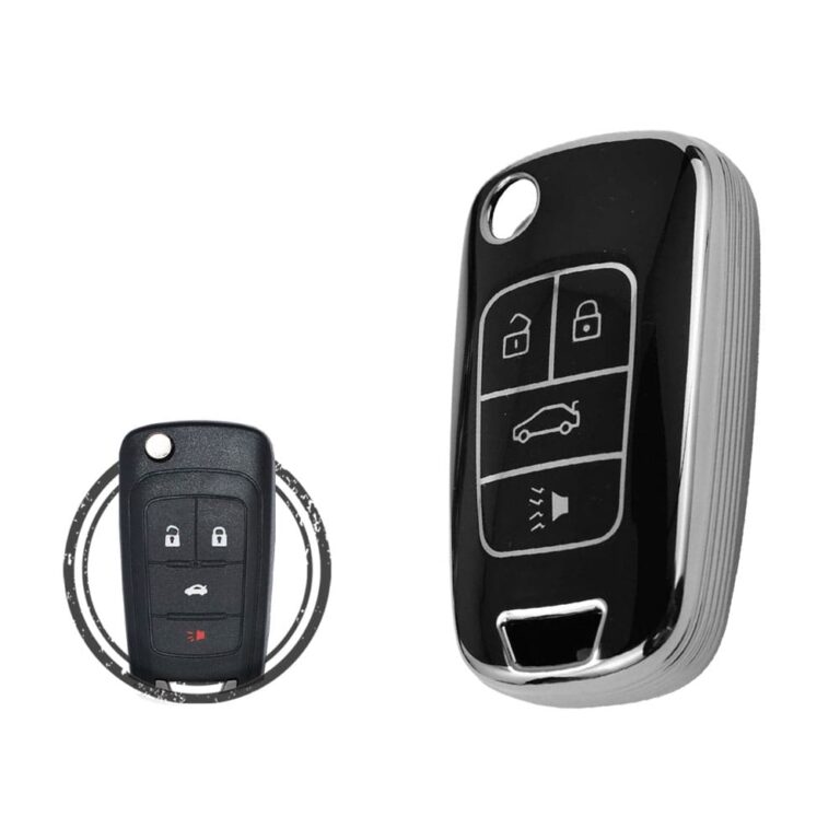 TPU Key Cover Case For Chevrolet Cruze Camaro Malibu Flip Key Remote 4 Button Black Chrome Color