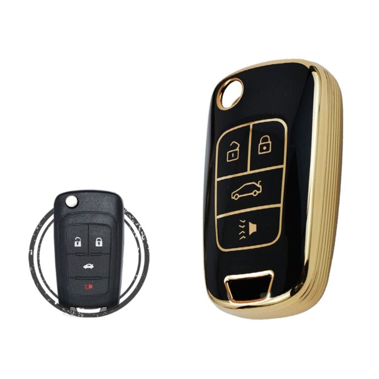 TPU Key Cover Case For Chevrolet Cruze Malibu Camaro Flip Key Remote 4 Button BLACK GOLD Color