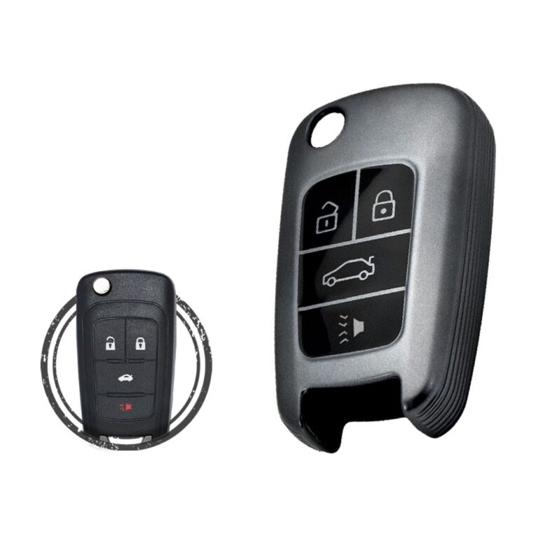 TPU Key Cover Case For Chevrolet Cruze Malibu Camaro Flip Key Remote 4 Button BLACK Metal Color