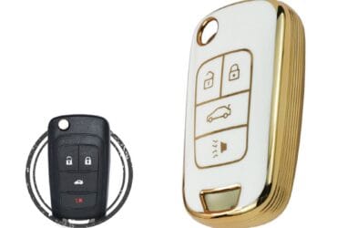 TPU Key Cover Case For Chevrolet Cruze Malibu Camaro Flip Key Remote 4 Button WHITE GOLD Color