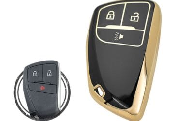 TPU Key Cover Case For Chevrolet Silverado 1500 Buick Envision Smart Key Remote 3 Button BLACK GOLD Color