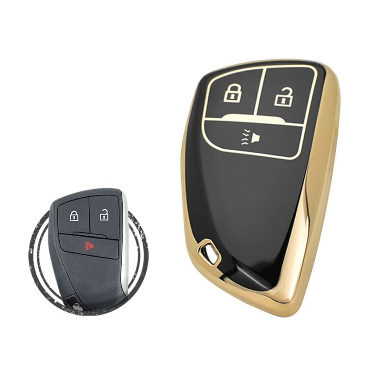 TPU Key Cover Case For Chevrolet Silverado 1500 Buick Envision Smart Key Remote 3 Button BLACK GOLD Color