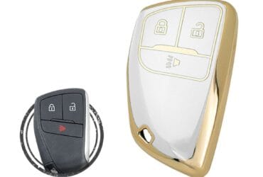 TPU Key Cover Case For Chevrolet Silverado 1500 Buick Envision Smart Key Remote 3 Button WHITE GOLD Color