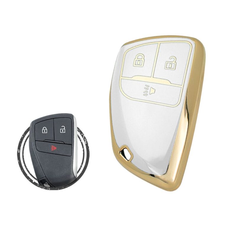 TPU Key Cover Case For Chevrolet Silverado 1500 Buick Envision Smart Key Remote 3 Button WHITE GOLD Color