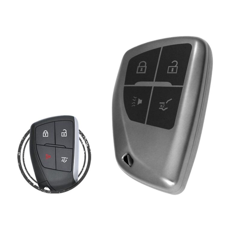 TPU Key Cover Case For Chevrolet Suburban Tahoe Smart Key Remote 4 Button BLACK Metal Color