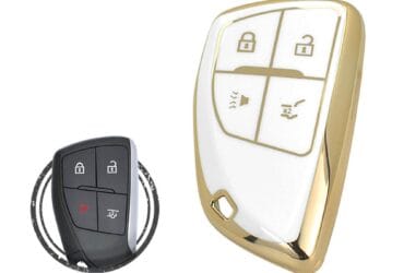 TPU Key Cover Case For Chevrolet Suburban Tahoe Smart Key Remote 4 Button WHITE GOLD Color