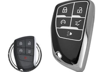 TPU Key Cover Case For Chevrolet Suburban Tahoe Smart Key Remote 5 Button Black Chrome Color