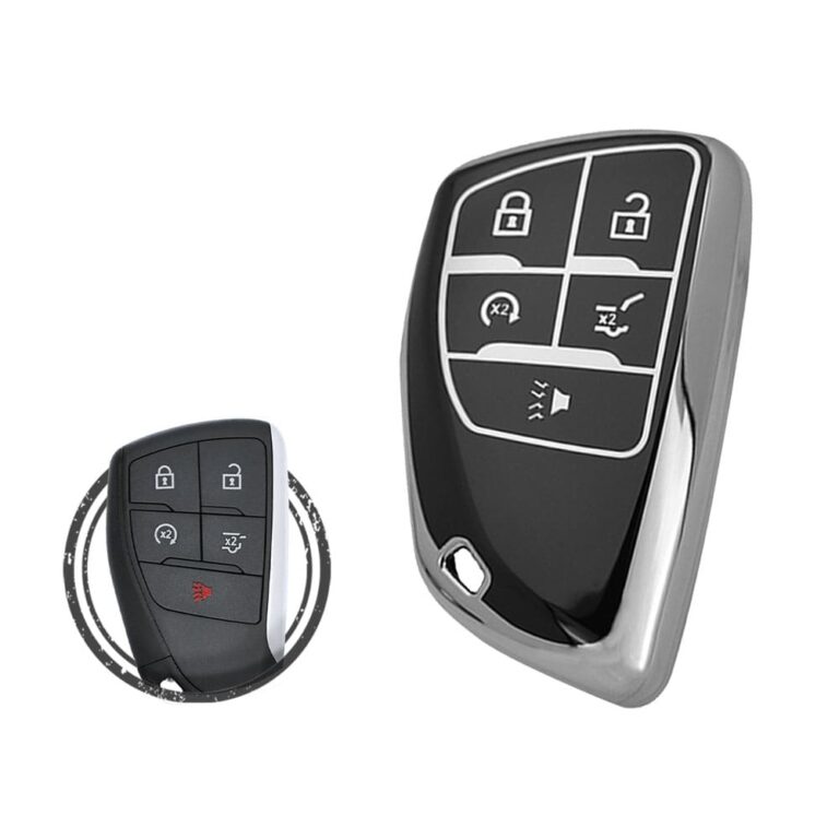 TPU Key Cover Case For Chevrolet Suburban Tahoe Smart Key Remote 5 Button Black Chrome Color