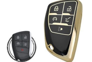 TPU Key Cover Case For Chevrolet Suburban Tahoe Smart Key Remote 5 Button BLACK GOLD Color
